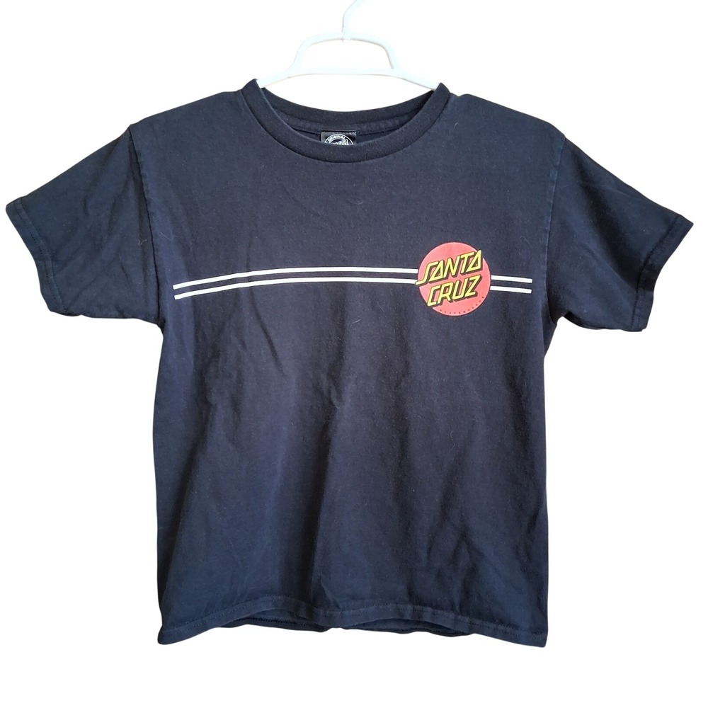 Santa Cruz Classic Logo SS Graphic Tee 2Sided Black Youth Medium Skate Beach EUC